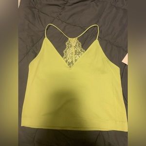 Green Lace Crop Top